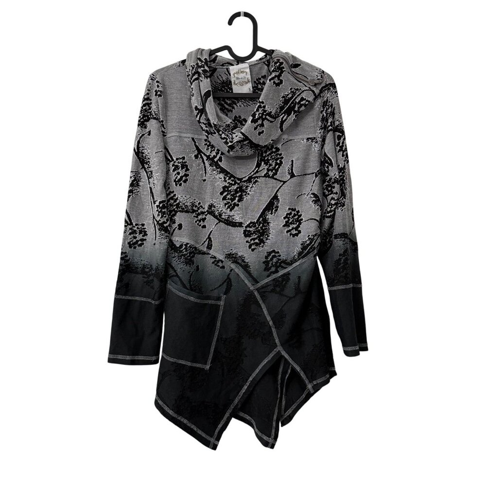 Flew de Lis Gray Distressed Grunge Asymmetric Zip Turtleneck Sweater Small